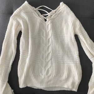 White knit sweater